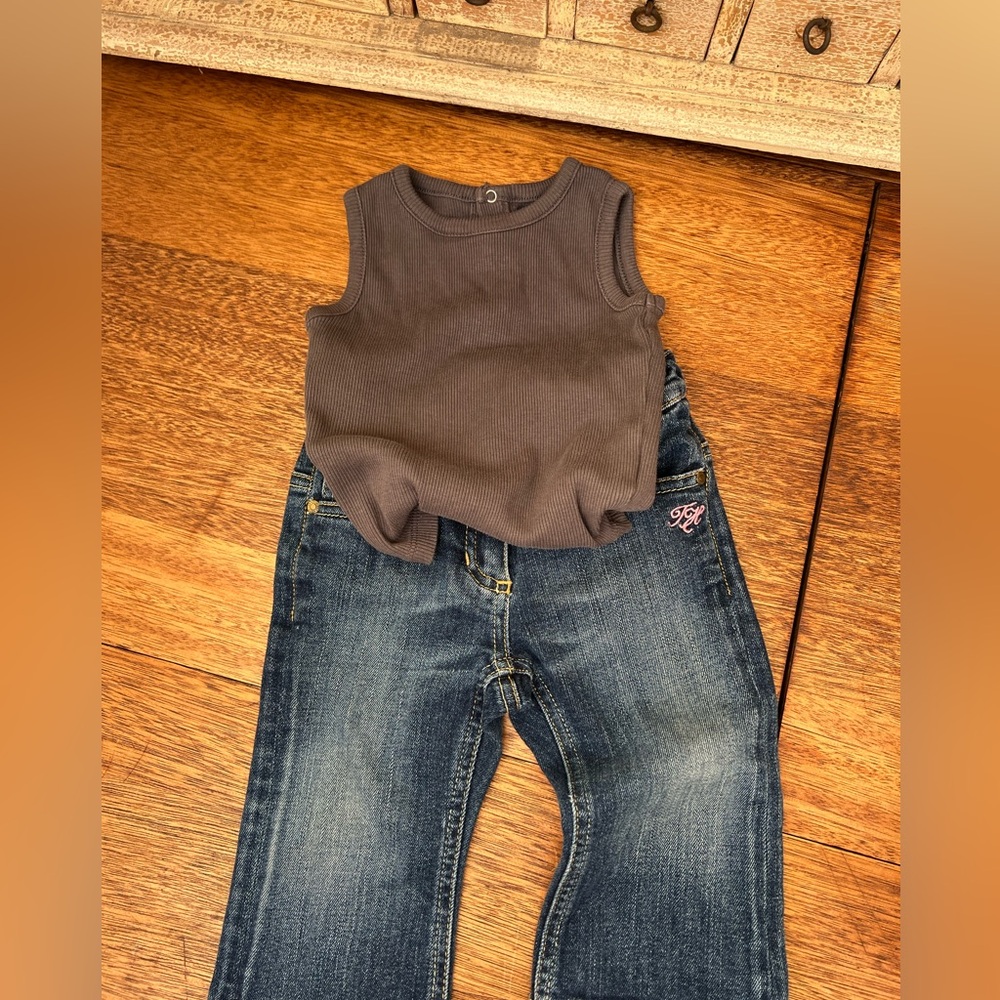 Tommy Hilfiger jeans 9-12 months Kiabi coffee color cotton tank top 12 months